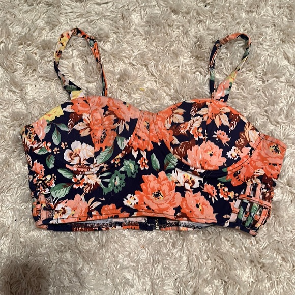 Floral zip up crop top - Picture 1 of 2